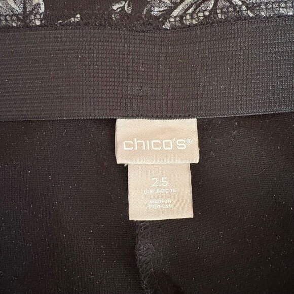 Chicos Womens Black & Gray Floral Print Pants Size 2.5 Stretch Med/14 - Picture 2 of 7